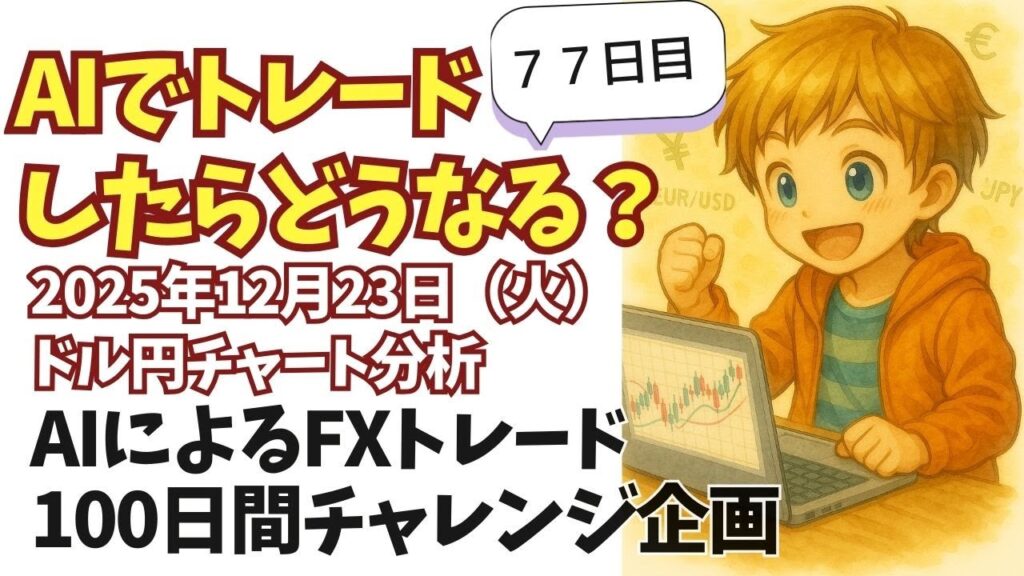 【７７日目】ChatGPTを使ったFXトレード100日間チャレンジ企画／AI億トレーダーへの道＾＾笑（※2025年12月23日（火）ドル円チャート分析）