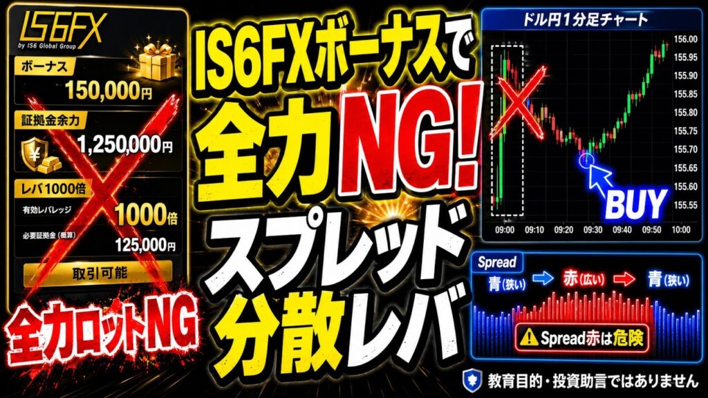 IS6FXのボーナス × スプレッド分散レバです。FXの手法解説検証をしています。