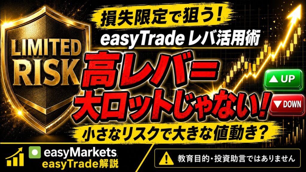 海外FXのeasyMarketsのeasyTrade(リスク限定オプショントレード)のレバレッジ活用です。FXの手法解説検証をしています。