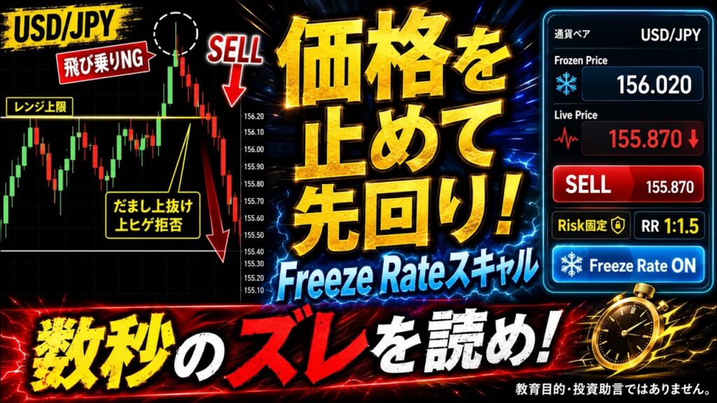 easyMarketsのfreeze rate × 価格先取りスキャル(難易度MAX)です。4FXの手法解説検証をしています。